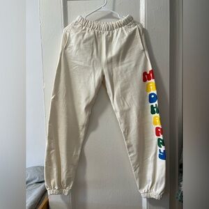 Madhappy Cream Sweatpants with Multicolor Logo